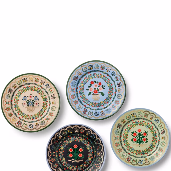 Rosette Porcelain Dessert Plate Set Of 4