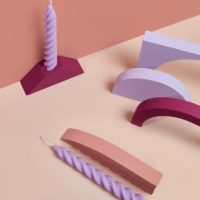 CANDLE BLOCK TAPERED TWIRL PURPLE SINGLE
