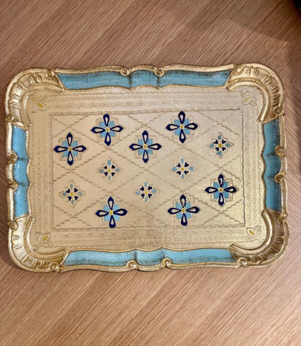 Tray Gold Leaf M / Light Blue