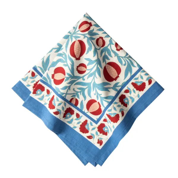 Grenadine Blue & Red Napkins Set of 6
