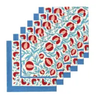 Grenadine Blue & Red Napkins Set of 6 - Imagen 3