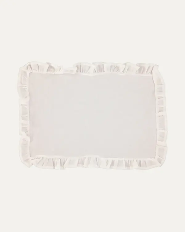Placemat In Linen With White Ruffle Set Of 8