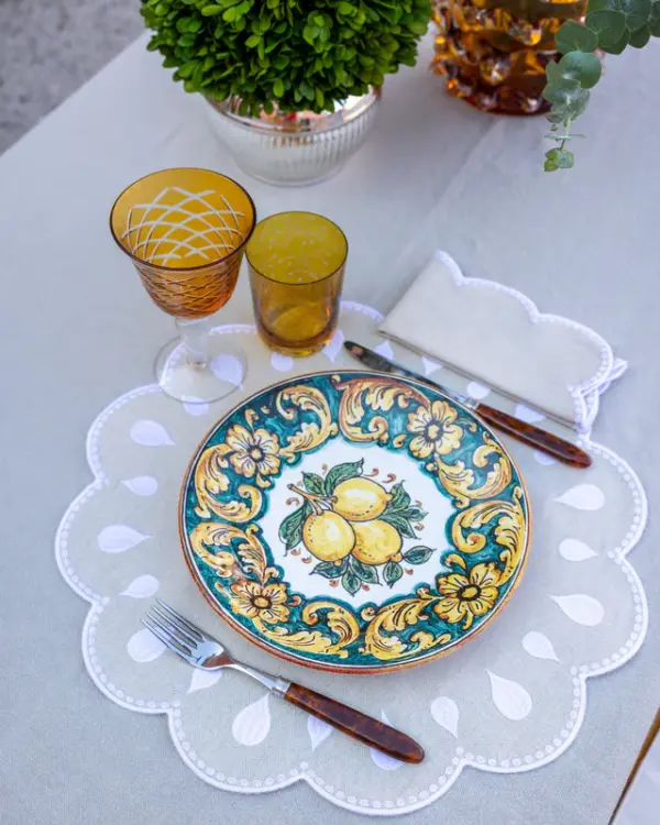 Placemat Gotas Beige With White Set Of 8 - Imagen 4