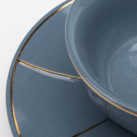 COFFEE CUP W/ SAUCERH BLUE VINTAGE GOLD DETAILS - Imagen 4