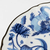 DINNER PLATE Ø 26,5 CM BLUE ALL OVER DECAL GOLD RIM - Imagen 3
