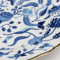 DINNER PLATE Ø 26,5 CM BLUE ALL OVER DECAL GOLD RIM - Imagen 2
