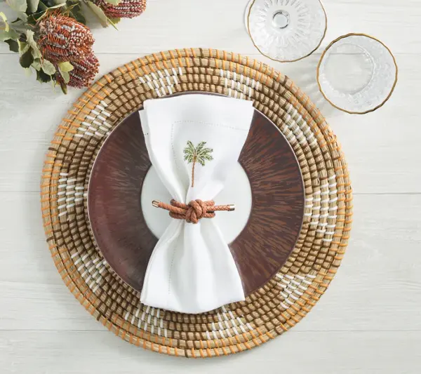 Rope Knot Napkin Ring in Brown Set of 4 - Imagen 3