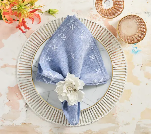 Gardenia Napkin Ring in White Set of 4 - Imagen 4