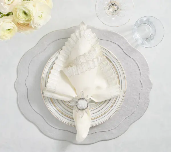 Coronet Napkin Ring in Silver & Crystal, Set of 4 - Imagen 2