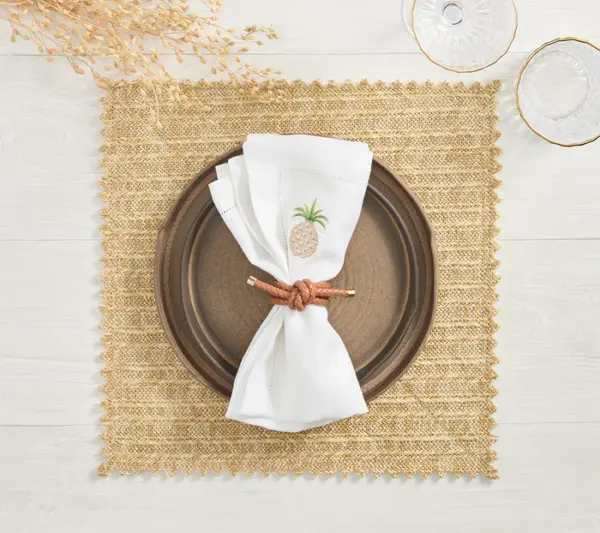 Rope Knot Napkin Ring in Brown Set of 4 - Imagen 5