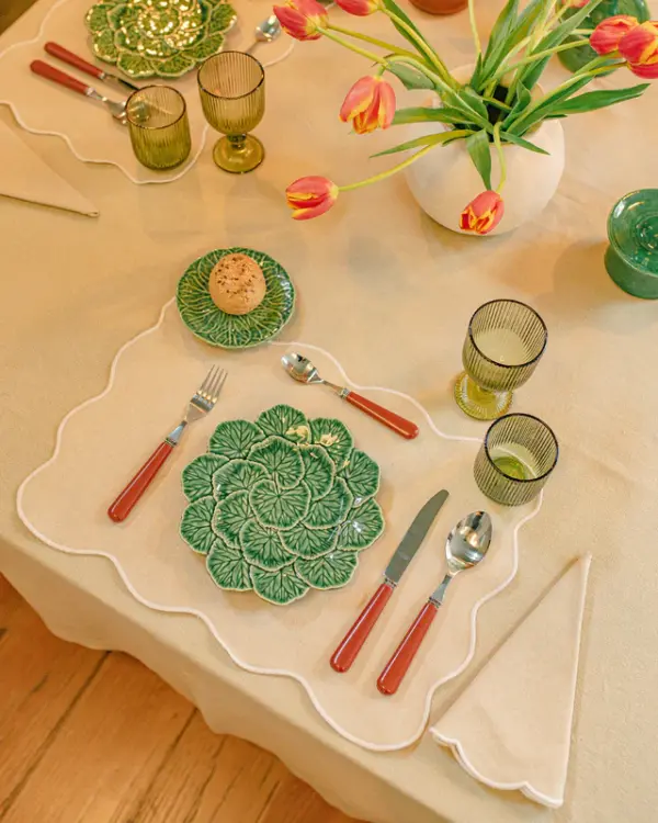 Placemat Palma Beige With White Antistain Set Of 8 - Imagen 2