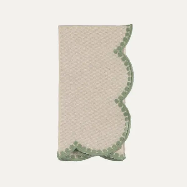 Napkin Gotas Beige With Green Set Of 8