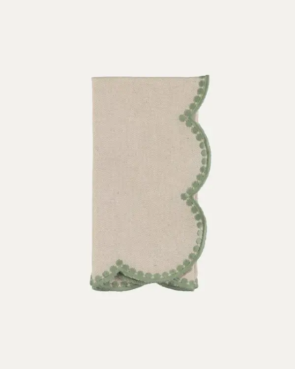 Napkin Gotas Beige With Green Set Of 8