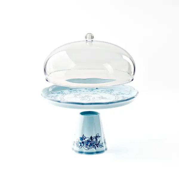SMALL CAKE STAND WITH DOME JOSEPHINE DUSTY LIGHT BLUE - Imagen 3