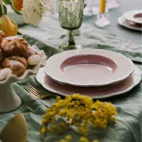 DINNER PLATE FLORA DUSTY PINK / SET OF 2 - Imagen 3