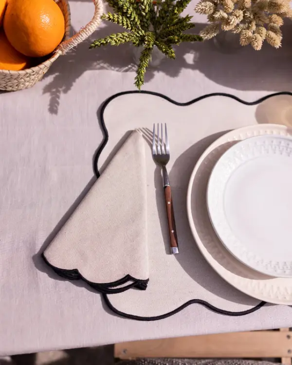 Napkins Belmonte Beige With Black Set Of 8 - Imagen 2