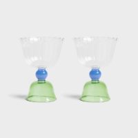 Glass Tulip Green Set of 2