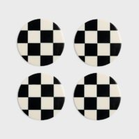 Coaster check black set of 4