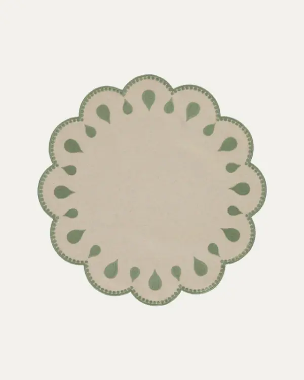 Placemat Gotas Beige With Green Set Of 8
