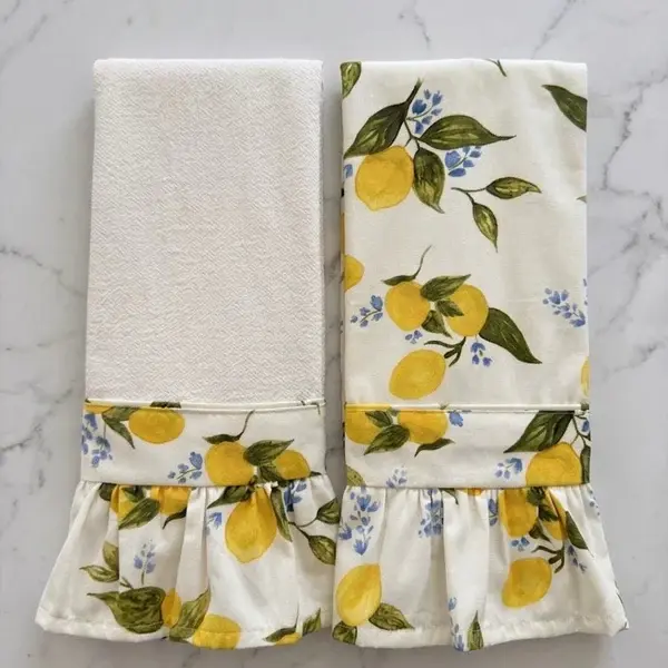 Lemon Ruffled Kitchen Towels (Set of 2)