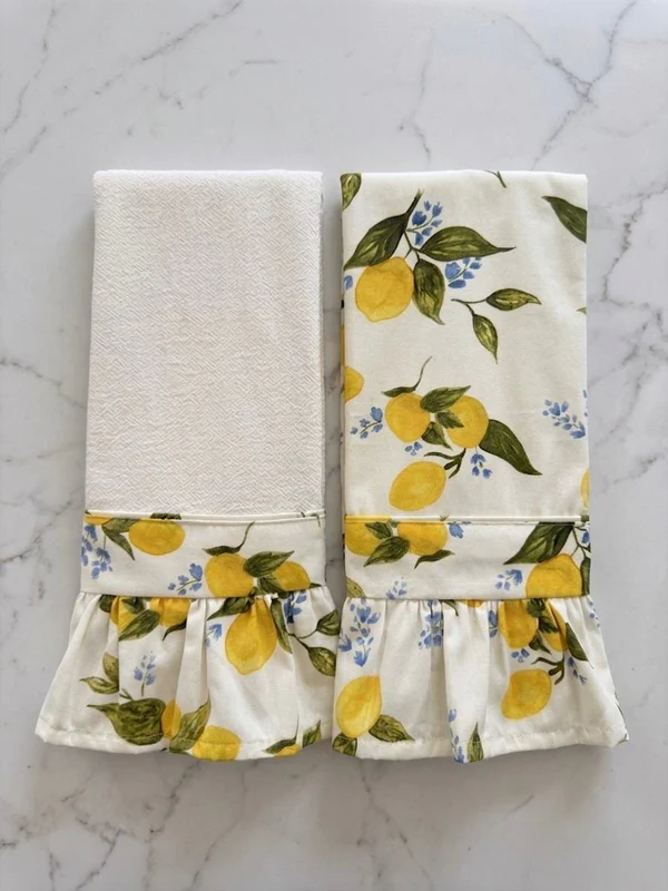 Lemon Ruffled Kitchen Towels (Set of 2)