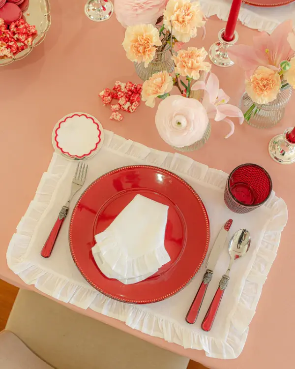 Napkins In Linen With White Ruffle Set Of 8 - Imagen 4