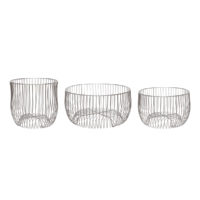 Wire basket, round, metal, brushed iron, Small - Imagen 2