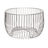 Wire basket, round, metal, brushed iron, Small