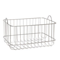 Wire basket, metal, brushed iron