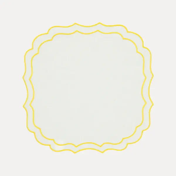 Placemat Greta White With Yellow Antistain Set Of 8