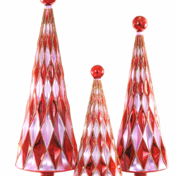 Mid Century Diamond Trees - Red Lilac Large