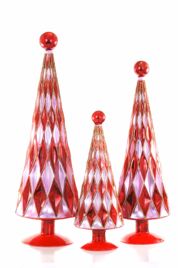 Mid Century Diamond Trees - Red Lilac Large