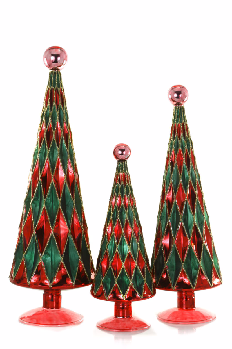 Mid Century Diamond Trees – Lime Scarlet Cedar Medium - Imagen 2
