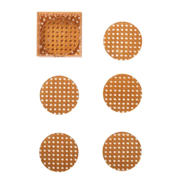 Reed Coaster in Natural, Set of 6 in a Caddy
