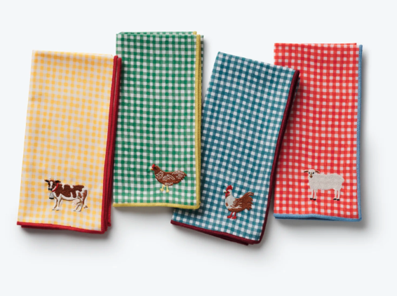 Home Sweet Home Embroidered Cotton Napkins Assorted Set of 4