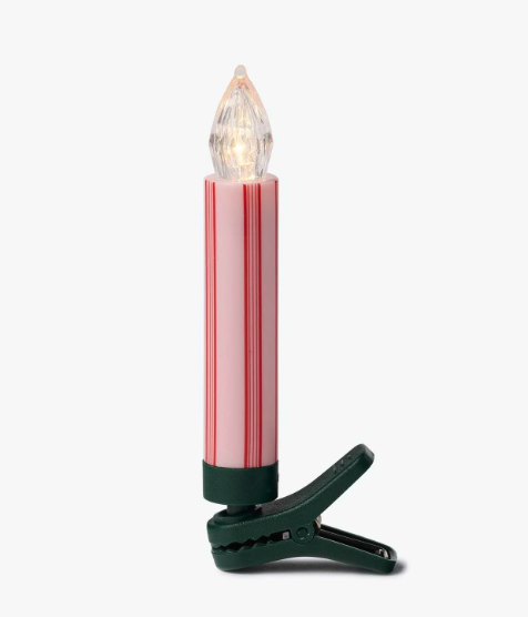 French Stripe Set of 12 Clip - On Candle Lights