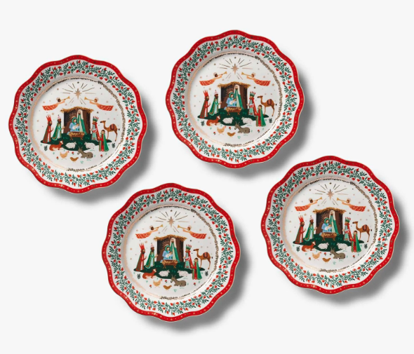Porcelain Nativity Dinner Plate Set of 4