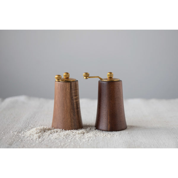 Acacia Wood and Stainless Steel Salt and Pepper - Imagen 3