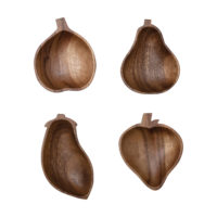 Hand-Carved Acacia Wood Fruit/Vegetable Shaped Bowl, 4 Styles