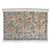Woven Cotton Distressed Print Dhurrie Rug with Fringe - Imagen 3