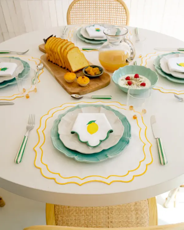 Placemat Greta White With Yellow Antistain Set Of 8 - Imagen 2