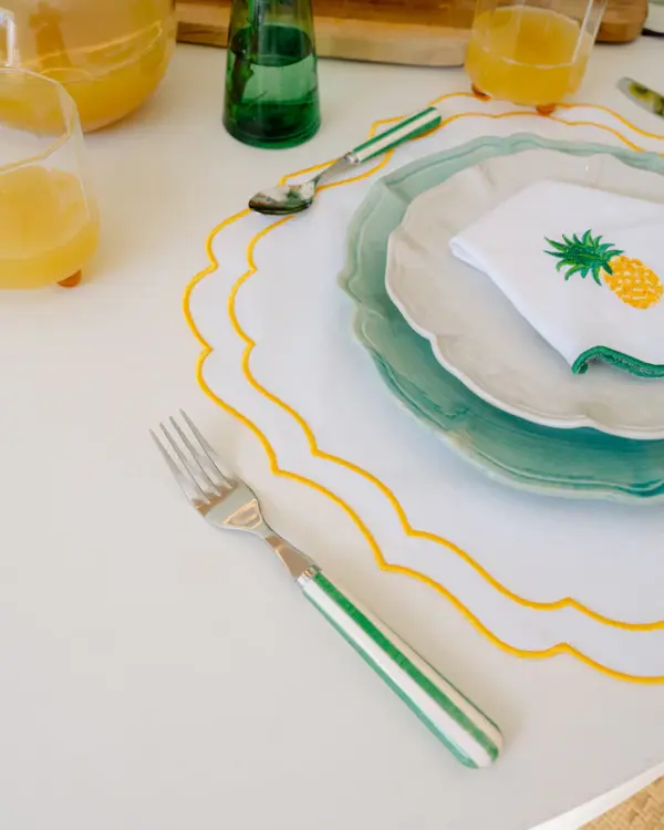 Placemat Greta White With Yellow Antistain Set Of 8 - Imagen 4
