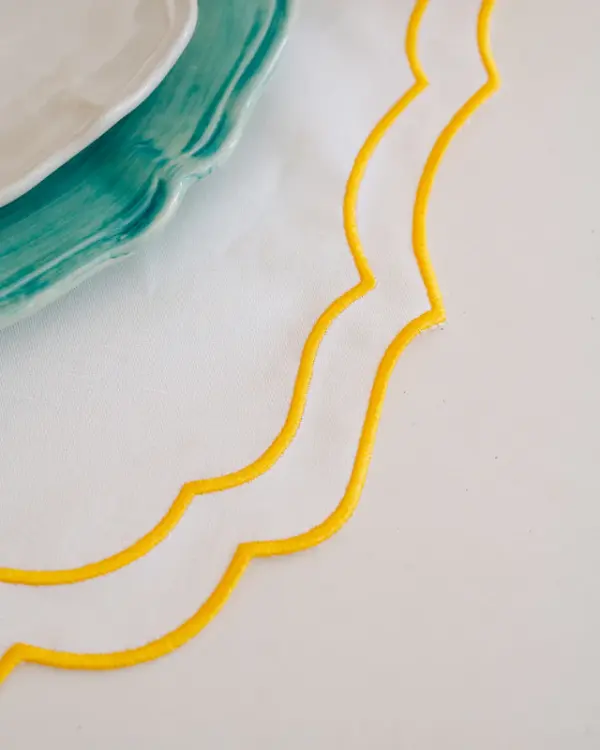 Placemat Greta White With Yellow Antistain Set Of 8 - Imagen 5