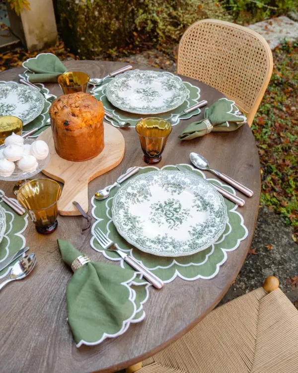 Napkin Iris Green With White Set of 6 - Imagen 2