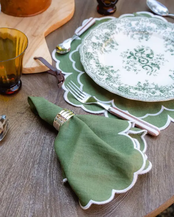 Napkin Iris Green With White Set of 6 - Imagen 3