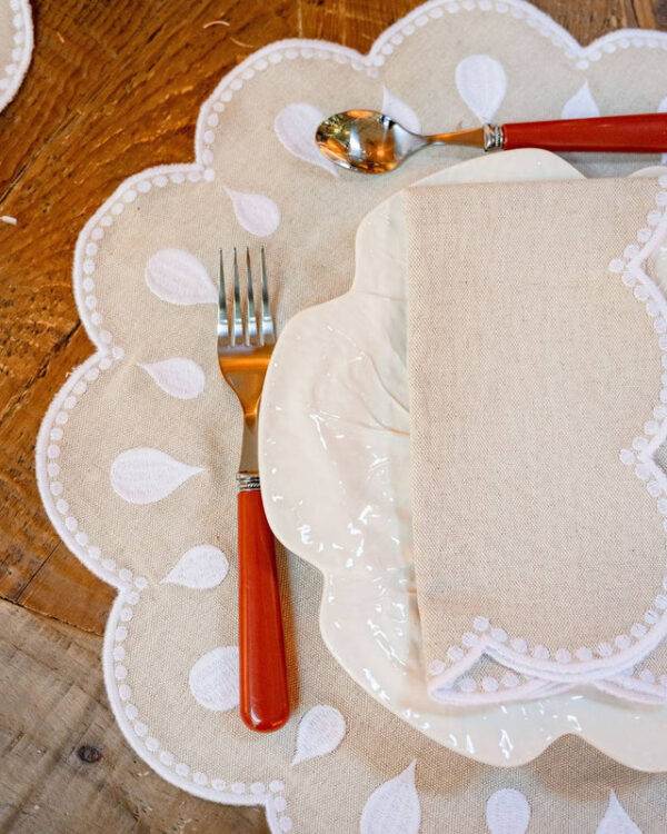 Placemat Gotas Beige With White Set Of 8 - Imagen 3
