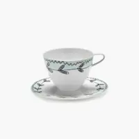 Cappuccino Cup With Saucer Blossom Milk Midnight Flowers Set of 2 - Imagen 3