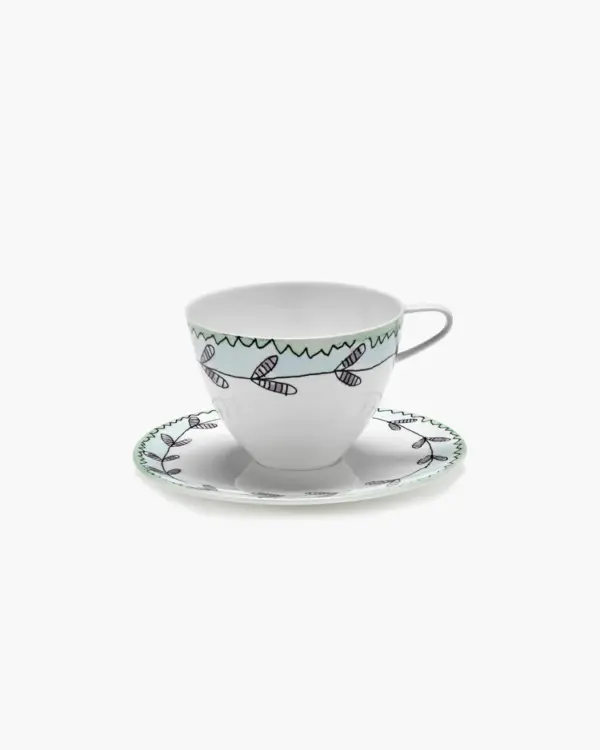 Cappuccino Cup With Saucer Blossom Milk Midnight Flowers Set of 2 - Imagen 3