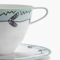 Cappuccino Cup With Saucer Blossom Milk Midnight Flowers Set of 2 - Imagen 4