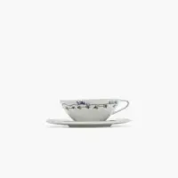 Coffee Cup Low With Saucer Anemone Milk Midnight Flowers Set of 2